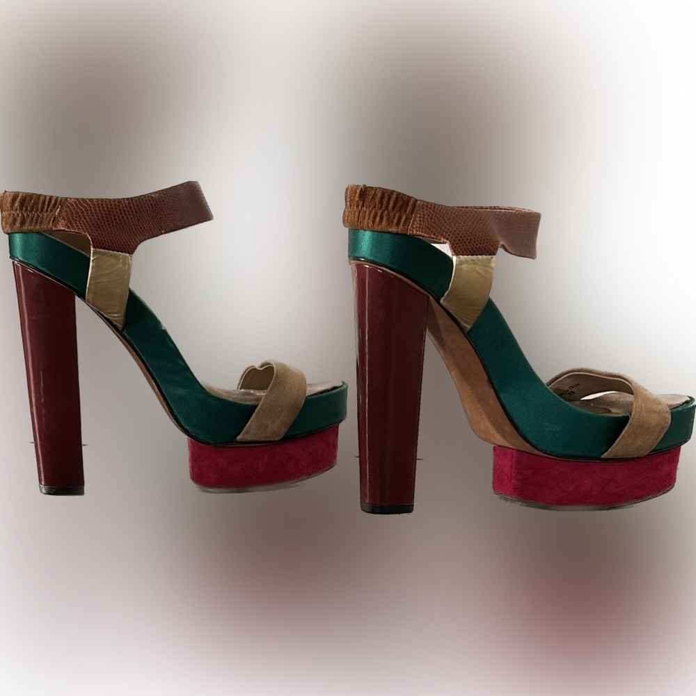 DVF Multicolor Color-block Platform Sandal Size 8.5